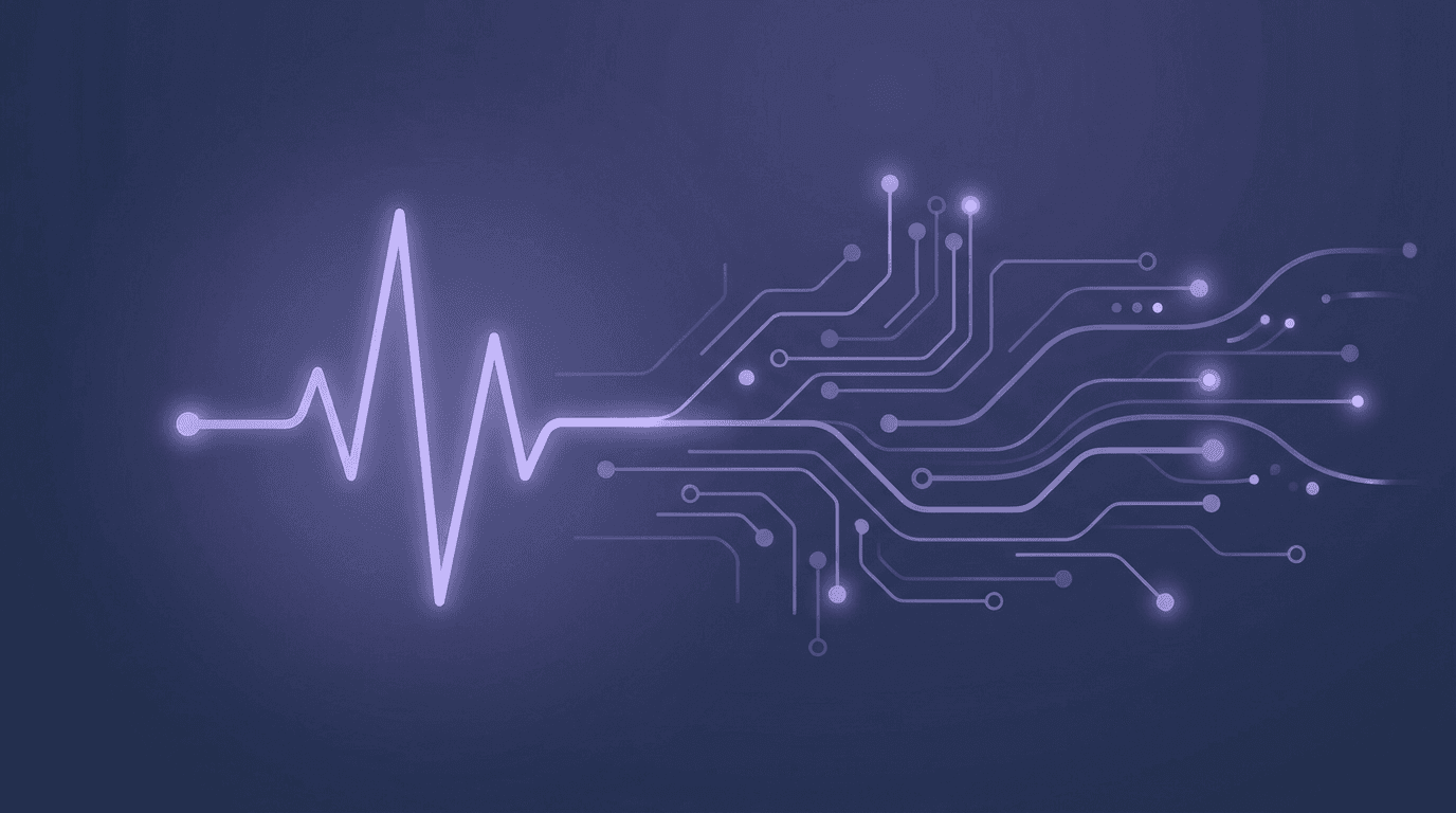 하트비트 — 디지털 회로 패턴으로 전환되는 펄스 라인